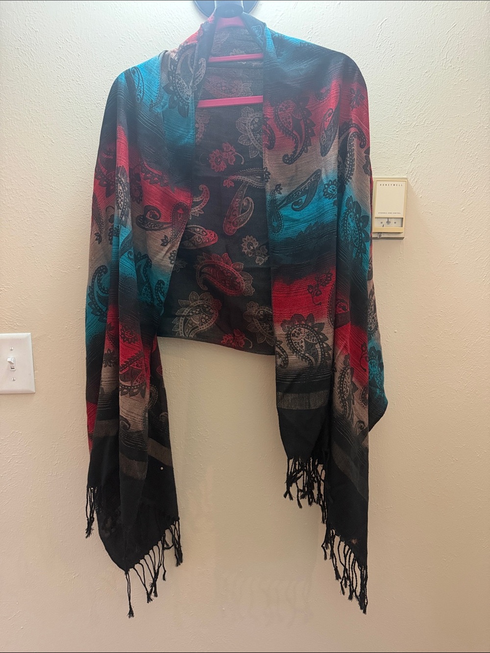 Paisley Scarf in Teal, Red, Black
